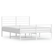 vidaXL Powder-Coated Steel King Size Bed Frame in White