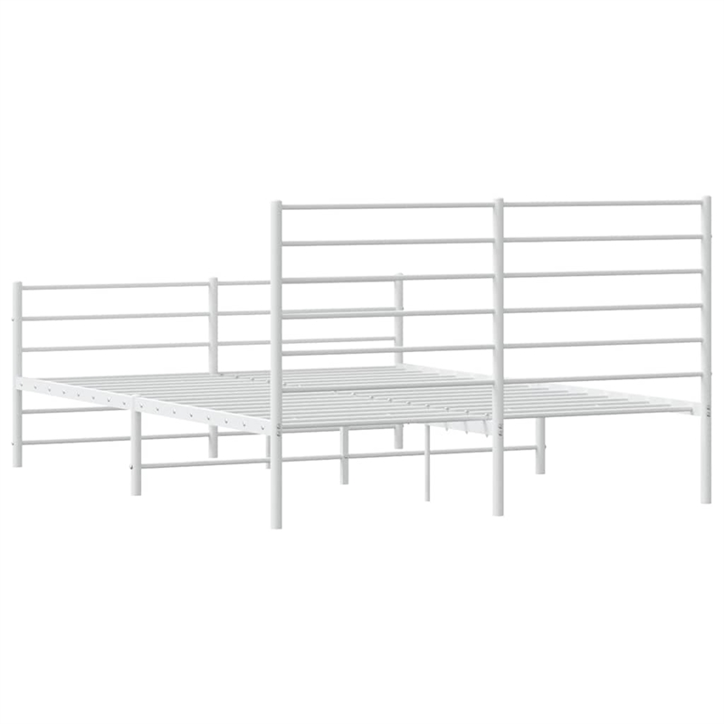vidaXL Powder-Coated Steel King Size Bed Frame in White
