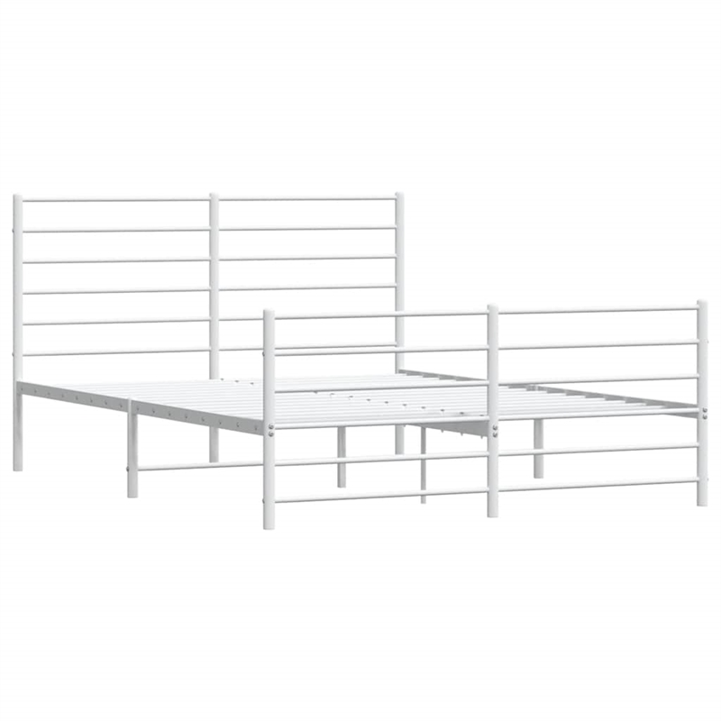 vidaXL Powder-Coated Steel King Size Bed Frame in White