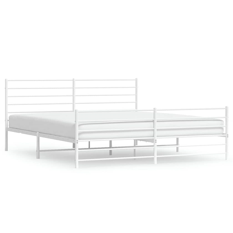 vidaXL Powder-Coated Steel Cal King/Double Bed Frame in White