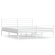 vidaXL Powder-Coated Steel Cal King/Double Bed Frame in White