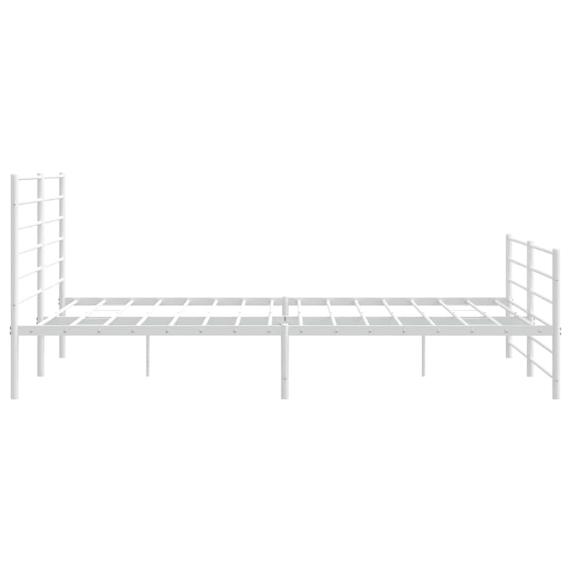 vidaXL Powder-Coated Steel Cal King/Double Bed Frame in White