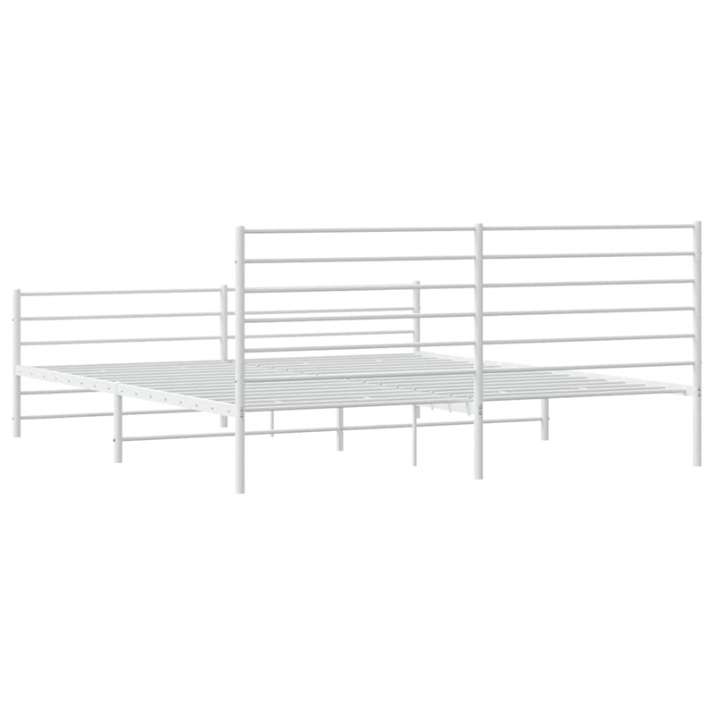 vidaXL Powder-Coated Steel Cal King/Double Bed Frame in White