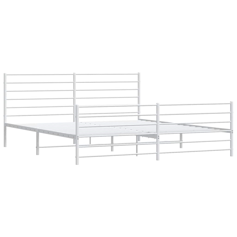 vidaXL Powder-Coated Steel Cal King/Double Bed Frame in White