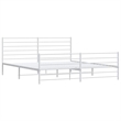 vidaXL Powder-Coated Steel Cal King/Double Bed Frame in White