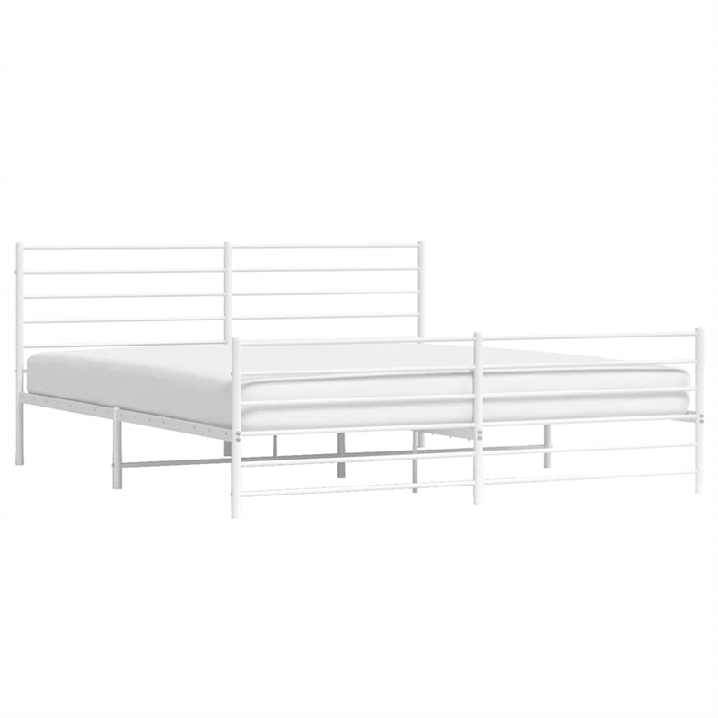 vidaXL Powder-Coated Steel Cal King/Double Bed Frame in White
