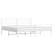 vidaXL Powder-Coated Steel Cal King/Double Bed Frame in White