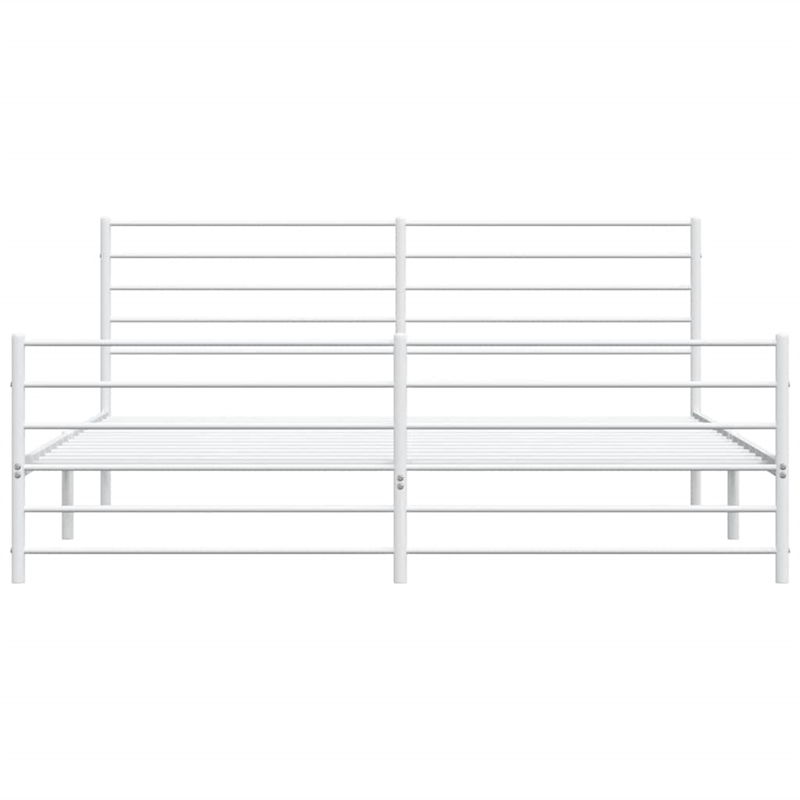 vidaXL Powder-Coated Steel Cal King/Double Bed Frame in White