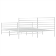 vidaXL Powder-Coated Steel Cal King/Double Bed Frame in White