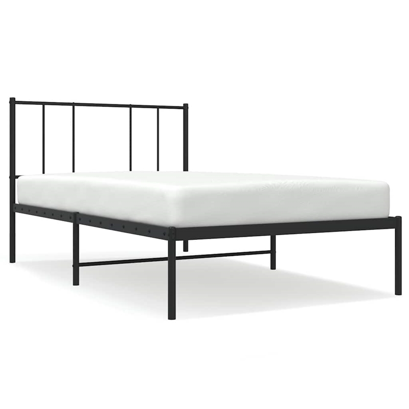 vidaXL Powder-Coated Steel Twin Bed Frame in Black