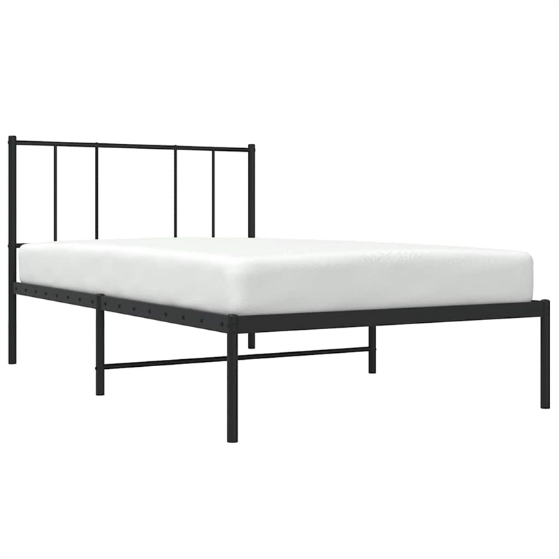 vidaXL Powder-Coated Steel Twin Bed Frame in Black