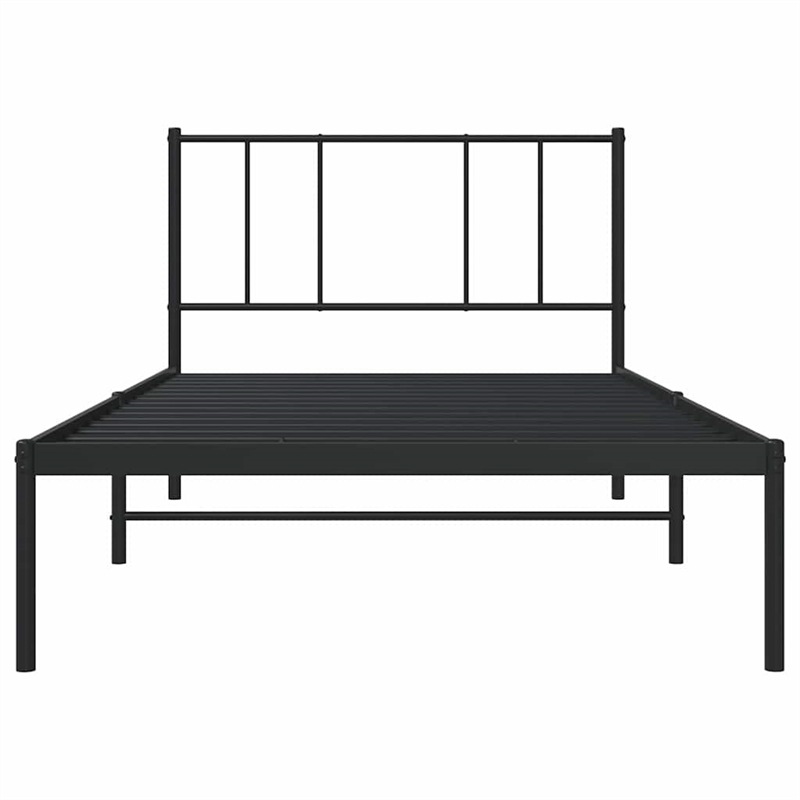 vidaXL Powder-Coated Steel Twin Bed Frame in Black