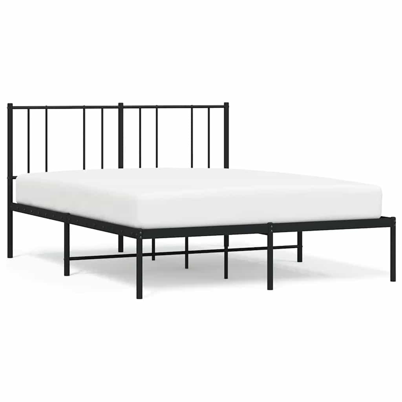 vidaXL Rectangular Powder-Coated Steel Full Bed Frame in Black
