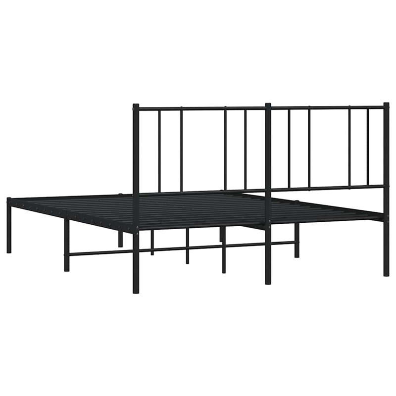 vidaXL Rectangular Powder-Coated Steel Full Bed Frame in Black