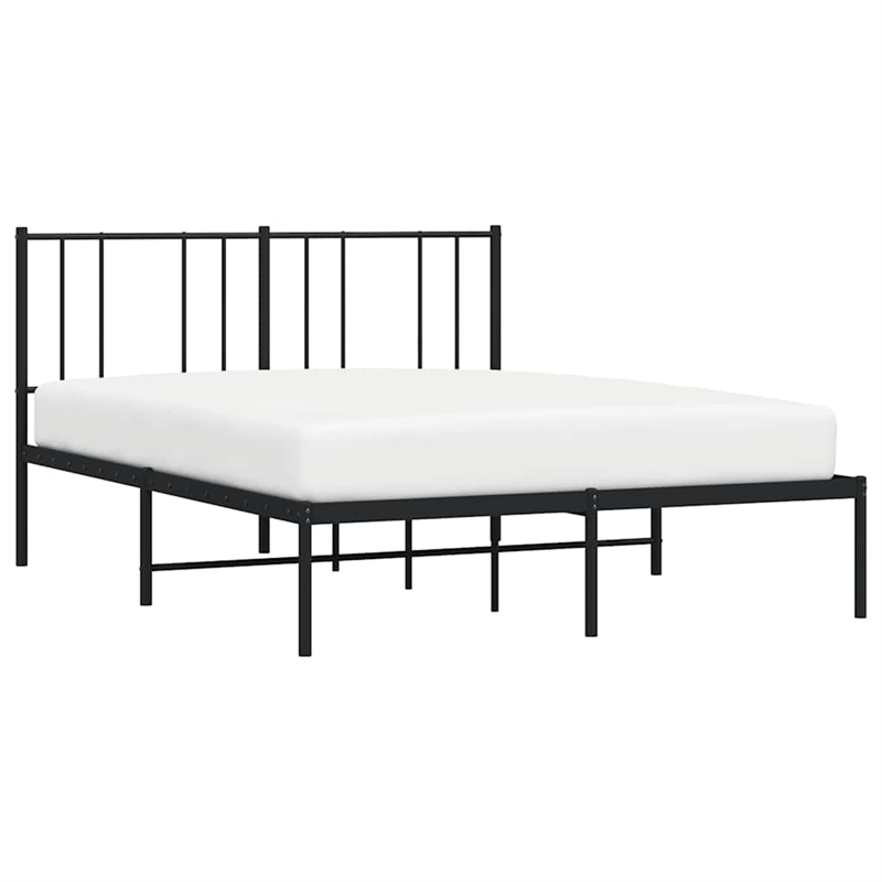 vidaXL Rectangular Powder-Coated Steel Full Bed Frame in Black