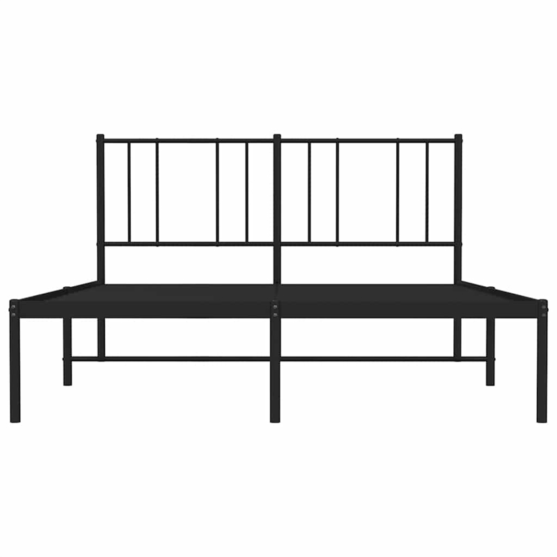 vidaXL Rectangular Powder-Coated Steel Full Bed Frame in Black
