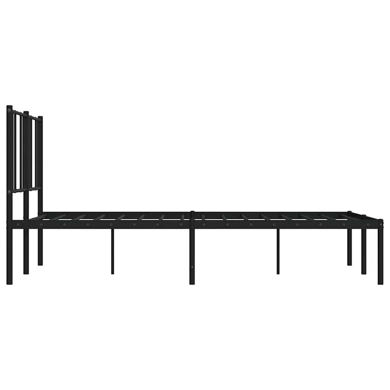 vidaXL Rectangular Powder-Coated Steel Full Bed Frame in Black