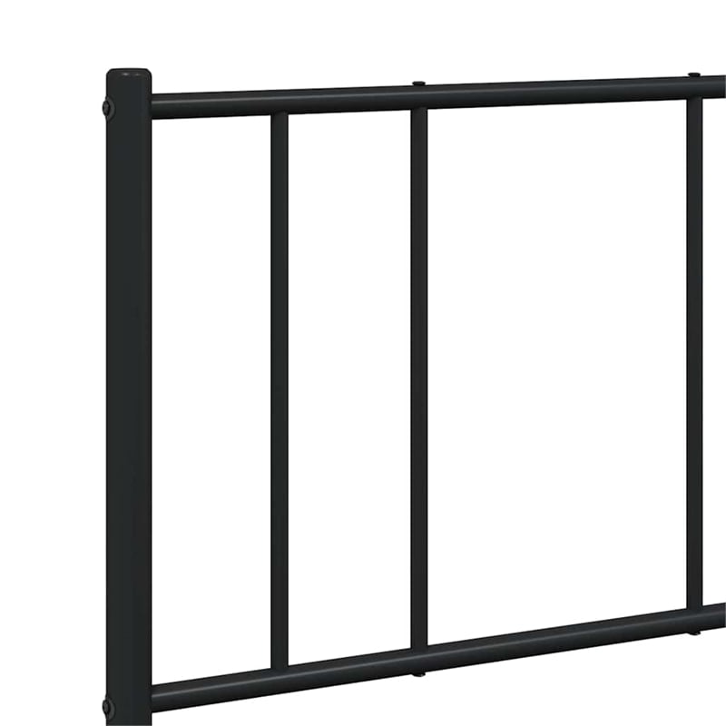 vidaXL Rectangular Powder-Coated Steel Full Bed Frame in Black