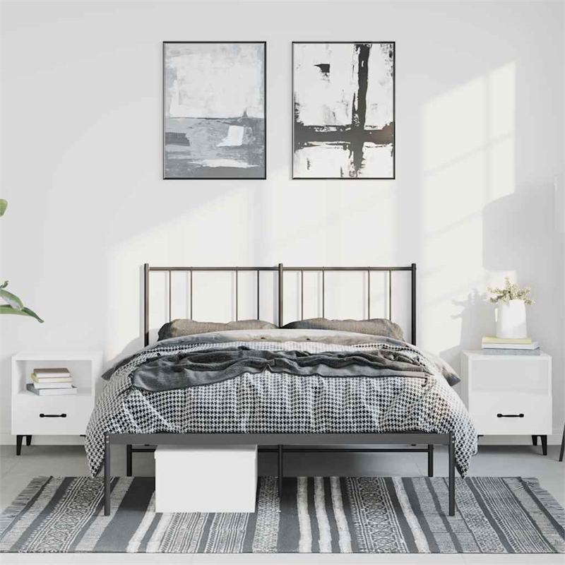 vidaXL Powder-Coated Steel King Size Bed Frame in Black