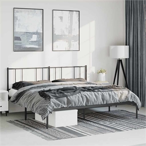 vidaXL 72 X 84 Powder-Coated Steel Bed Frame in Black