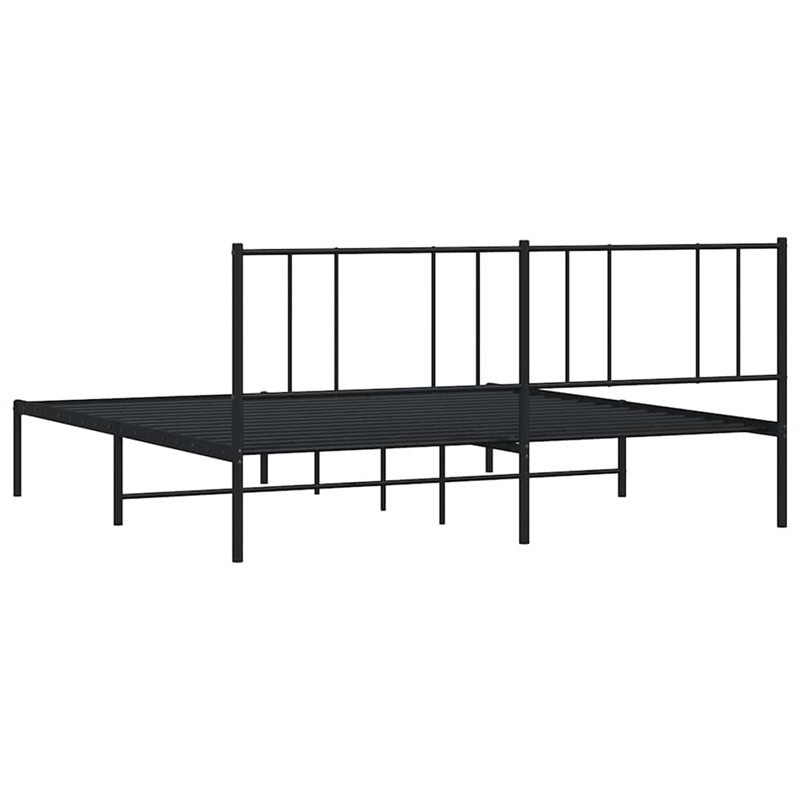 vidaXL 72 X 84 Powder-Coated Steel Bed Frame in Black