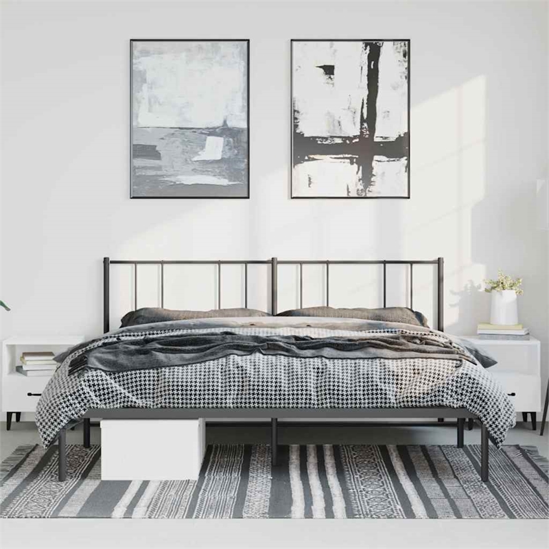 vidaXL 72 X 84 Powder-Coated Steel Bed Frame in Black