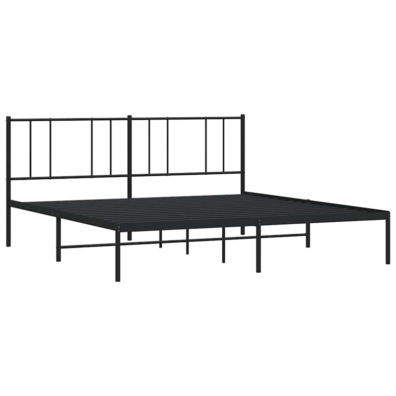 vidaXL 72 X 84 Powder-Coated Steel Bed Frame in Black