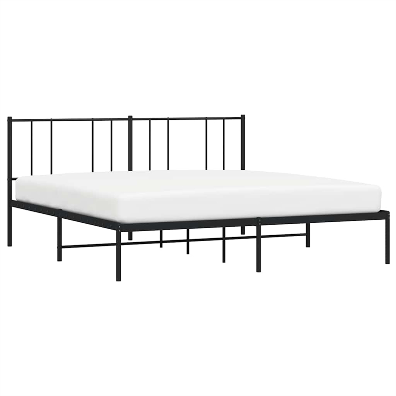 vidaXL 72 X 84 Powder-Coated Steel Bed Frame in Black