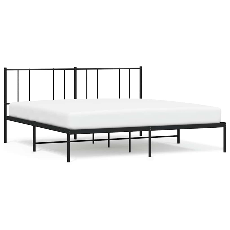 vidaXL Rectangular Powder-Coated Steel Full Bed Frame in Black