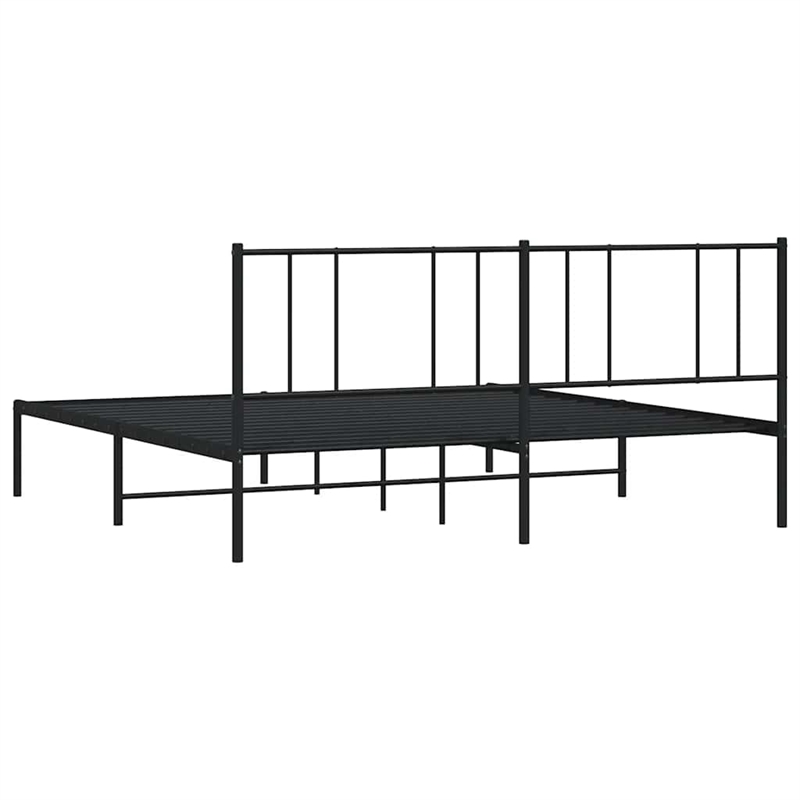 vidaXL Rectangular Powder-Coated Steel Full Bed Frame in Black