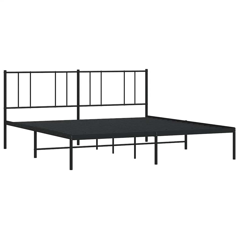 vidaXL Rectangular Powder-Coated Steel Full Bed Frame in Black