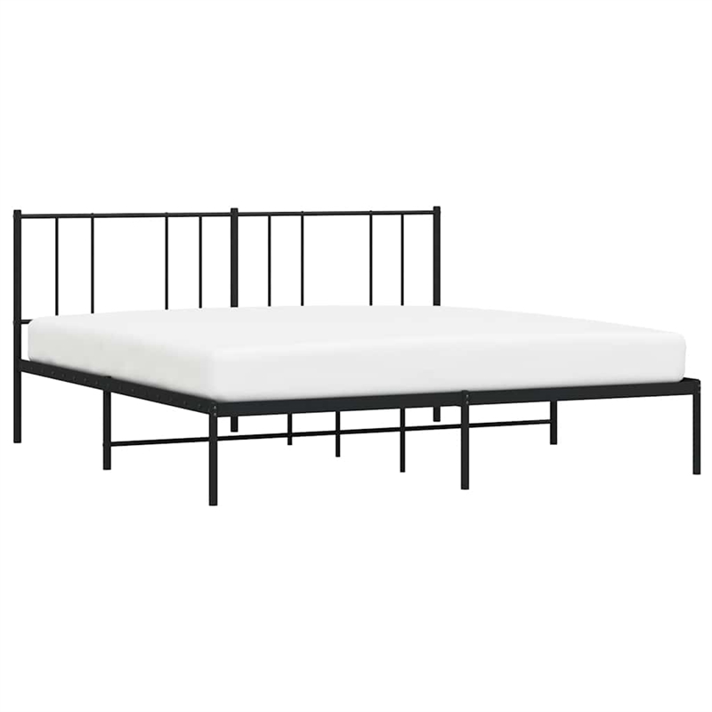 vidaXL Rectangular Powder-Coated Steel Full Bed Frame in Black