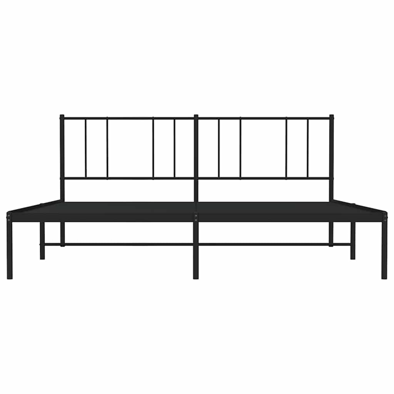 vidaXL Rectangular Powder-Coated Steel Full Bed Frame in Black