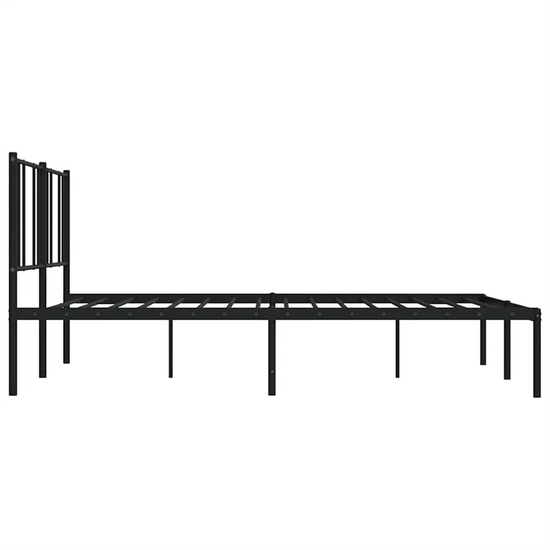 vidaXL Rectangular Powder-Coated Steel Full Bed Frame in Black