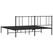 vidaXL Rectangular Powder-Coated Steel Full Bed Frame in Black