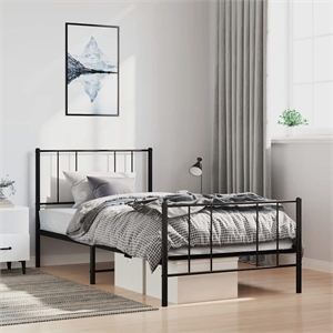 vidaXL Rectangular 39.4 x 74.8 Steel Bed Frame in Black