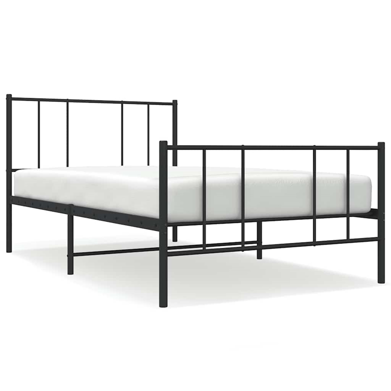 vidaXL Rectangular 39.4 x 74.8 Steel Bed Frame in Black