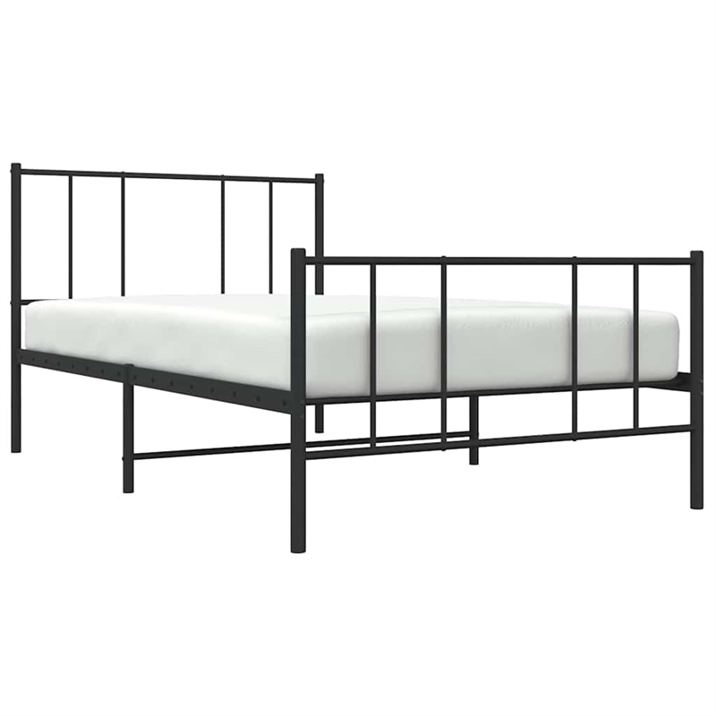 vidaXL Rectangular 39.4 x 74.8 Steel Bed Frame in Black