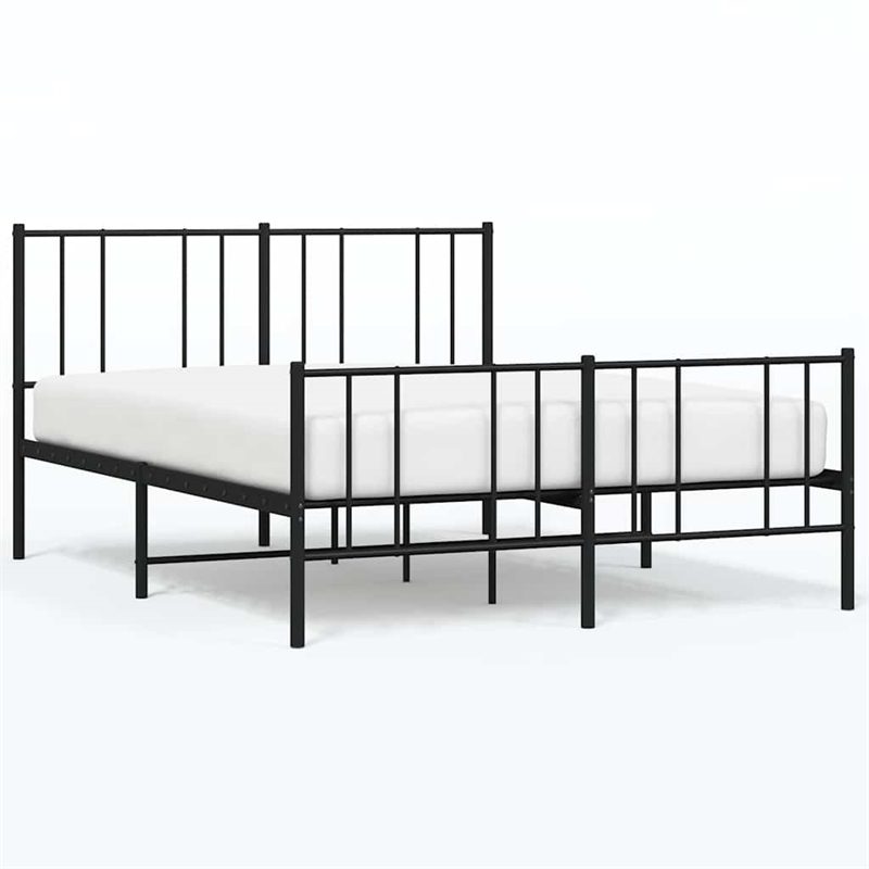 vidaXL 53.9x74.8 Powder-Coated Steel Bed Frame in Black