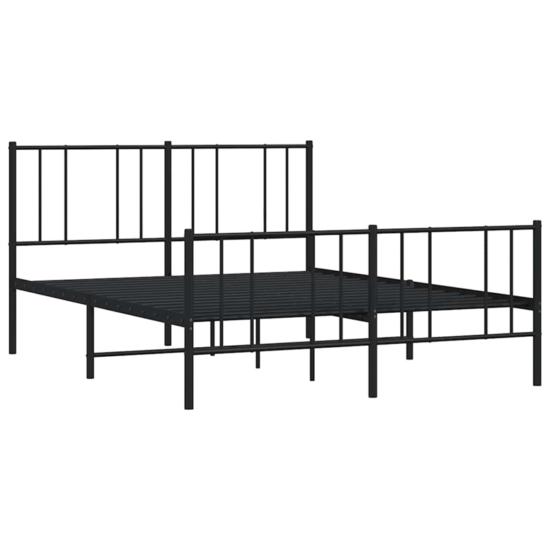 vidaXL 53.9x74.8 Powder-Coated Steel Bed Frame in Black
