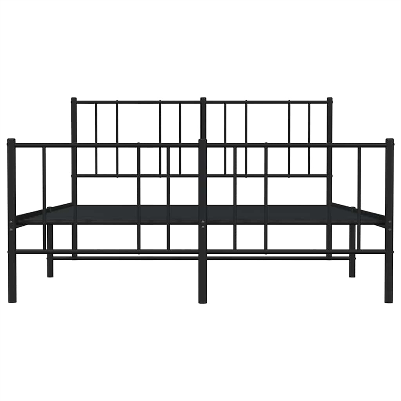 vidaXL 53.9x74.8 Powder-Coated Steel Bed Frame in Black