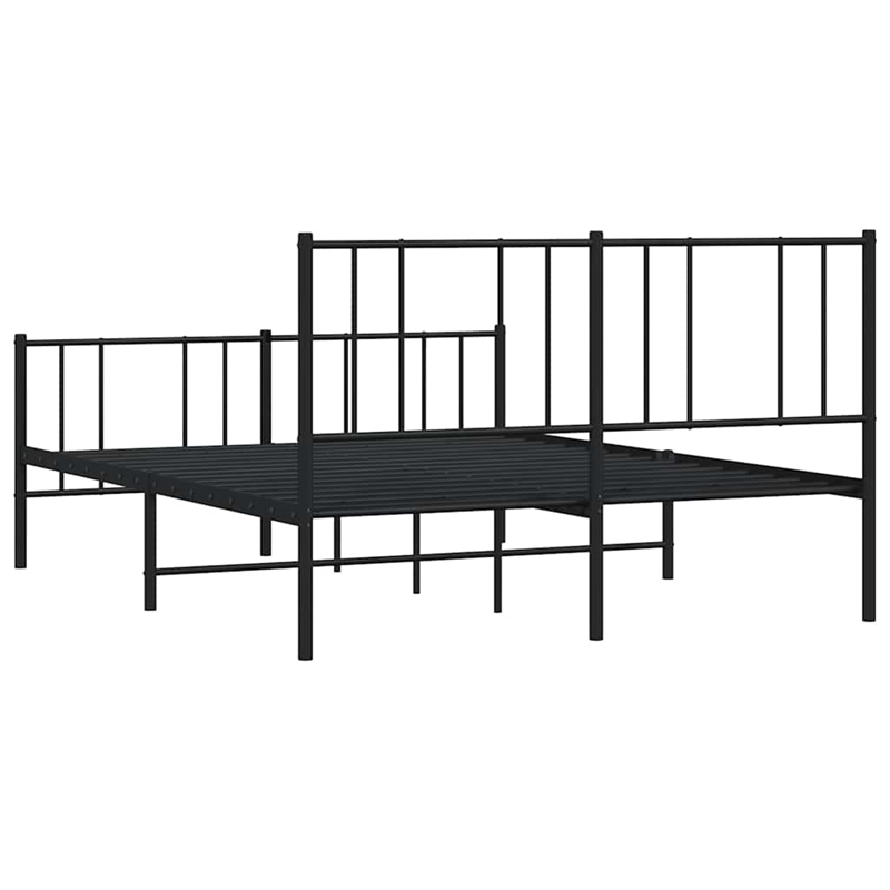 vidaXL 53.9x74.8 Powder-Coated Steel Bed Frame in Black