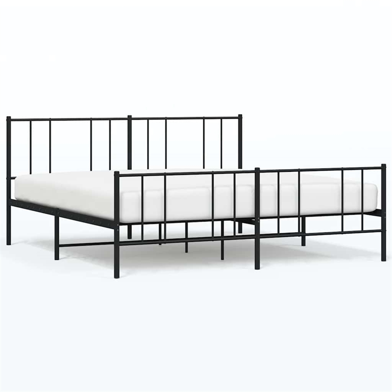 vidaXL 76 x 80 Powder-Coated Steel Bed Frame in Black
