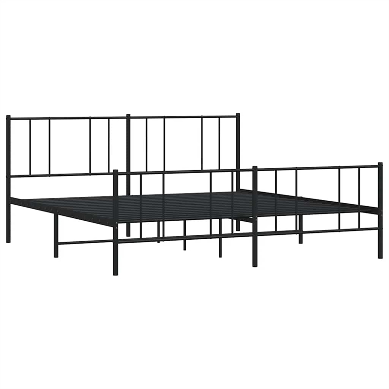 vidaXL 76 x 80 Powder-Coated Steel Bed Frame in Black