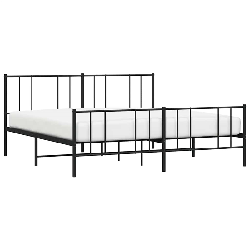 vidaXL 76 x 80 Powder-Coated Steel Bed Frame in Black