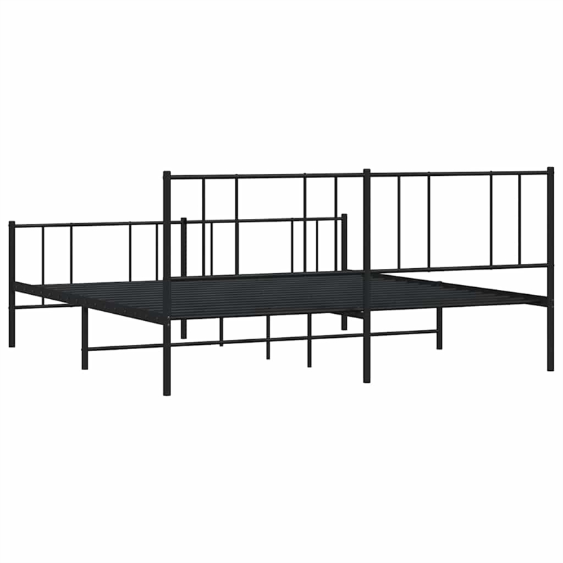vidaXL 76 x 80 Powder-Coated Steel Bed Frame in Black