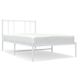 vidaXL Rectangular Powder-Coated Steel Twin Bed Frame in White