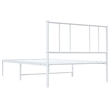 vidaXL Rectangular Powder-Coated Steel Twin Bed Frame in White