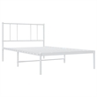 vidaXL Rectangular Powder-Coated Steel Twin Bed Frame in White