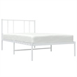 vidaXL Rectangular Powder-Coated Steel Twin Bed Frame in White